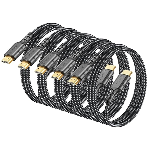 3FT HDMI Cable 5-Pack, 8K HDMI to HDMI 2.1 Cable Ultra High Speed 48Gbps, Support 8K@60Hz,4K@240/165/144Hz for LG OLED TV, Roku TV, Soundbar, 4K/8K Tvs
