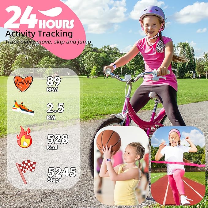Fitness Tracker Watch for Kids, IP68 Waterproof Kids Smart Watch with 1.5" DIY Dials 19 Sport Modes, Pedometers, Heart Rate, Sleep Monitor, Great Gift for Boys Girls Teens 6-14