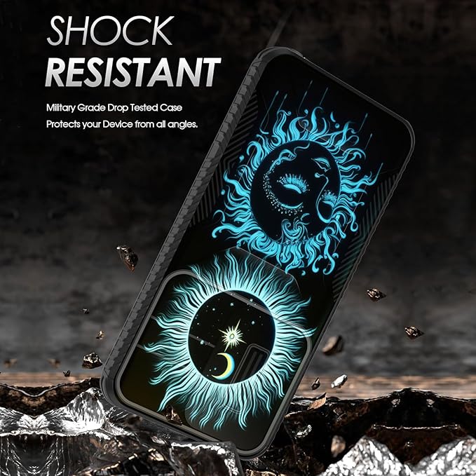 for Galaxy S25 FE Case Built in Slide Camera Lens Cover,Heavy Duty Shockproof Protection Dual Layer Case for Samsung Galaxy S25 FE 6.7" 2025,Sun Moon