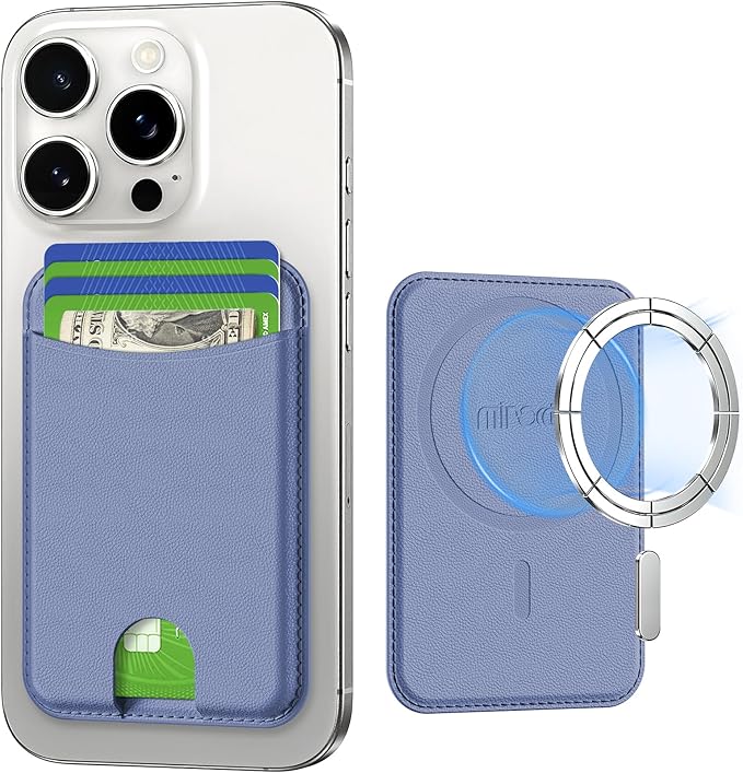 Miroddi for Magsafe Wallet, Magnetic Card Holder for iPhone 17/16/15/14/13/12 Series, Leather Magnet Phone Wallet Fit 4 Cards 3 Cash, Ultra-Thin, RFID Blocking, Lavender