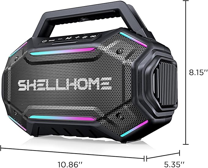 Bluetooth 6.0 Speakers Outdoor, 80W(Peak) Loud Speaker with Bass, 30H Playtime, IPX6 Waterproof, RGB Lights, BassUp 2.0, TWS, Portable Large Jobsite Speakers for Workshop, Garage,Yellow