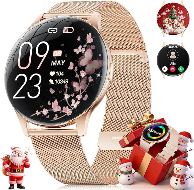 Smart Watches for Women with Make/Answer Calls, 7,99 mm Ultra-Thin Elegant Fitness Tracker with 1,43'' HD AMOLED Display, IP68 Waterproof, 100+ Sports Modes, Women's Health for iOS Android, Rose Gold