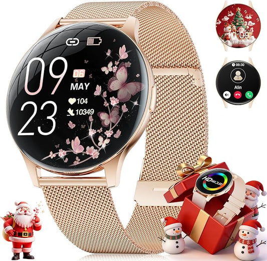 Smart Watches for Women with Make/Answer Calls, 7,99 mm Ultra-Thin Elegant Fitness Tracker with 1,43'' HD AMOLED Display, IP68 Waterproof, 100+ Sports Modes, Women's Health for iOS Android, Rose Gold