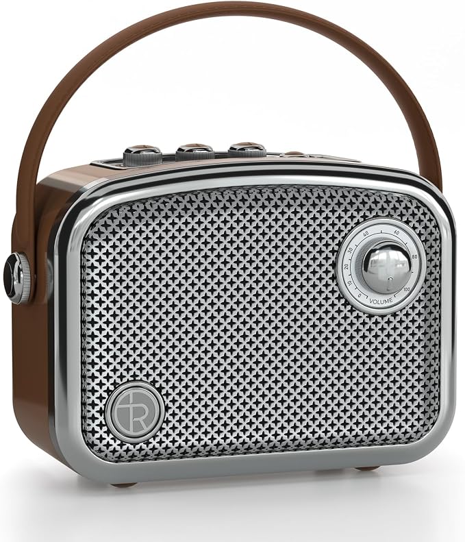 Bluetooth Speaker, 40W, Retro Decor, Small Gift for Women Man, Brown
