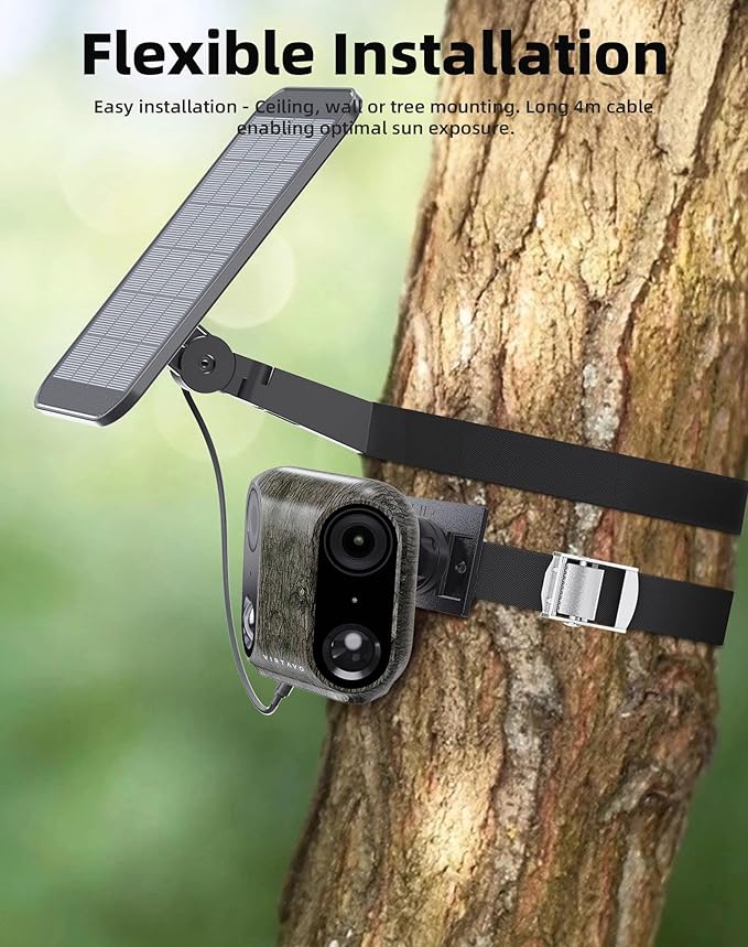 virtavo Cam XM1 Camouflage, Solar Security Cameras Wireless Outdoor, Dual 2MP Resolution, Color Night Vision, PIR Motion Detection, Battery-Powered, 2-Way Audio, Weatherproof, Cloud/SD Storage, IP66