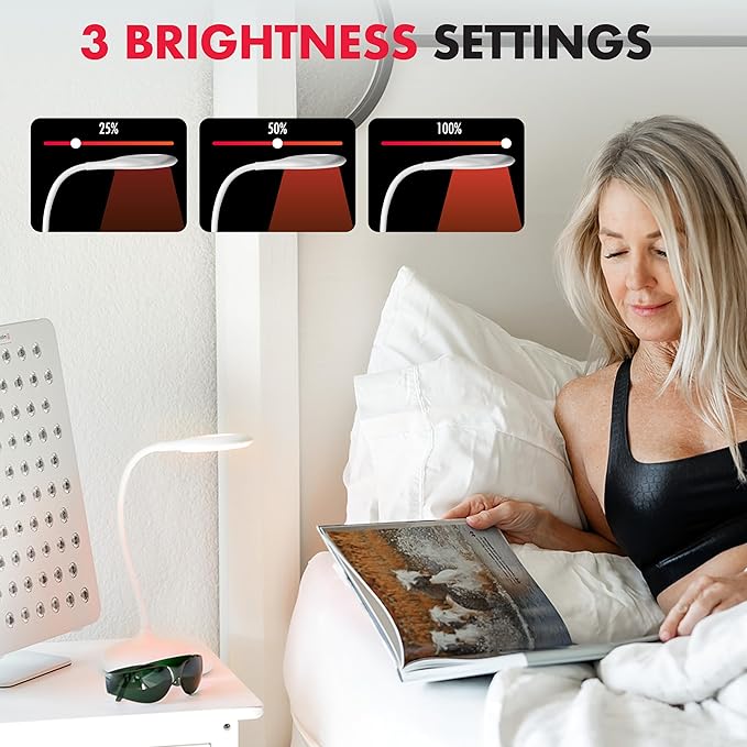 Mito Red Light - No Blue Light Lamp - Modern LED Rechargeable Table Lamp - Rechargable Desk Lamp - Bedside Touch Lamp - - Table Lamp for Whole House - No Flicker LED (633nm Red), White