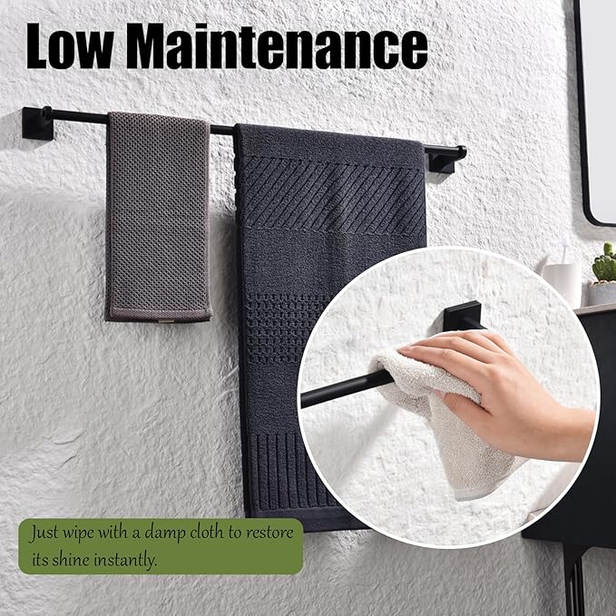 Miyili 30-Inch Single Towel Bar Towel Holder, Wall Mounted SUS 304 Stainless Steel Bathroom Towel Rack with Matte Black Finish, Total Length32-Inch