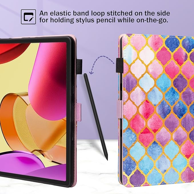 Dteck for Amazon Fire Max 11 Tablet Case 11" (13th Generation) 2023, PU Leather Shell TPU Back Cover Fold Stand Case with Auto Sleep Wake, Adjustable Viewing Angles, Cute Folio Case, Colorful Pink