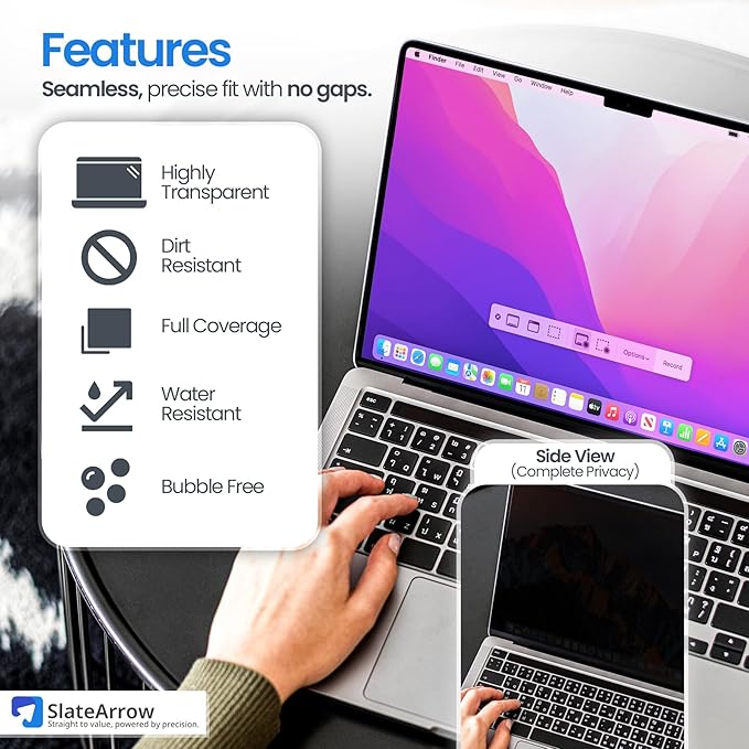 Magnetic Privacy Screen for MacBook Air 13 inch (2022-2025 M2-M4 Max), Anti-Glare, Blue Light Protector, Scratch Resistant, Removable Laptop Filter Private Shield & Webcam Cover