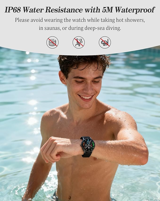 Smart Watch for Women, Ladies & Men, 1.27'' Fitness Watch [41mm case] with Call Receive/Dial, Heart Rate/Stress/Sleep Monitor, AI Voice, IP68 Waterproof Smartwatch with Calculator, Calendar, Games