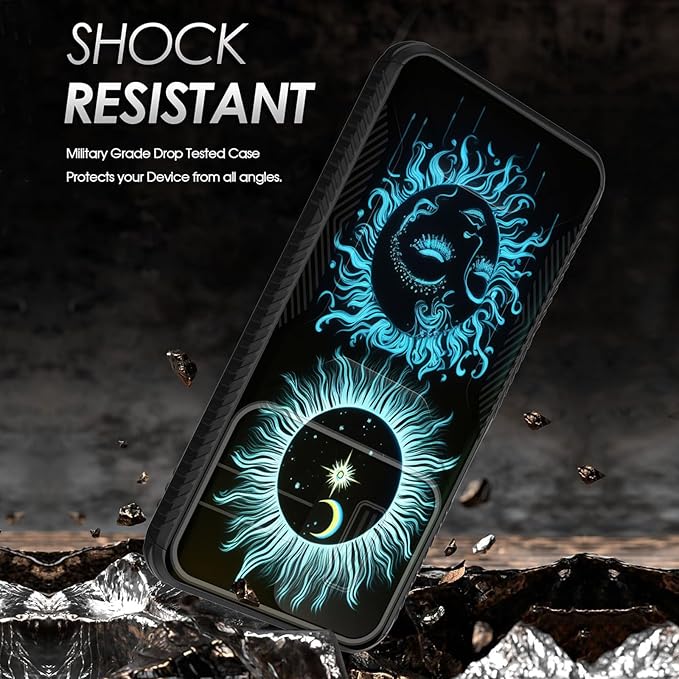 for Galaxy A17 5G Case Built in Slide Camera Lens Cover,Heavy Duty Shockproof Protection Dual Layer Case for Samsung Galaxy A17 5G 6.7" 2025,Sun Moon