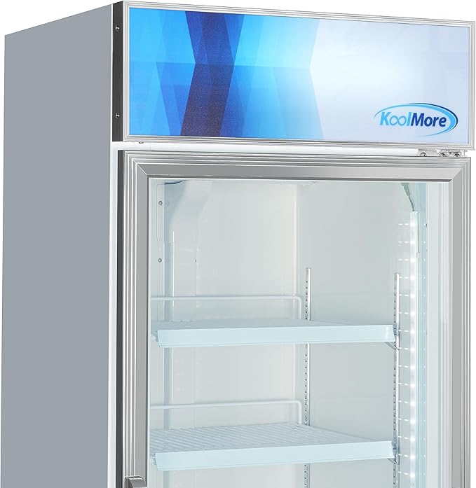 KoolMore MDF-1GD-13C-WH 27 in. Commercial One Glass Door Display Upright Freezer Merchandiser in White 13 Cu. Ft