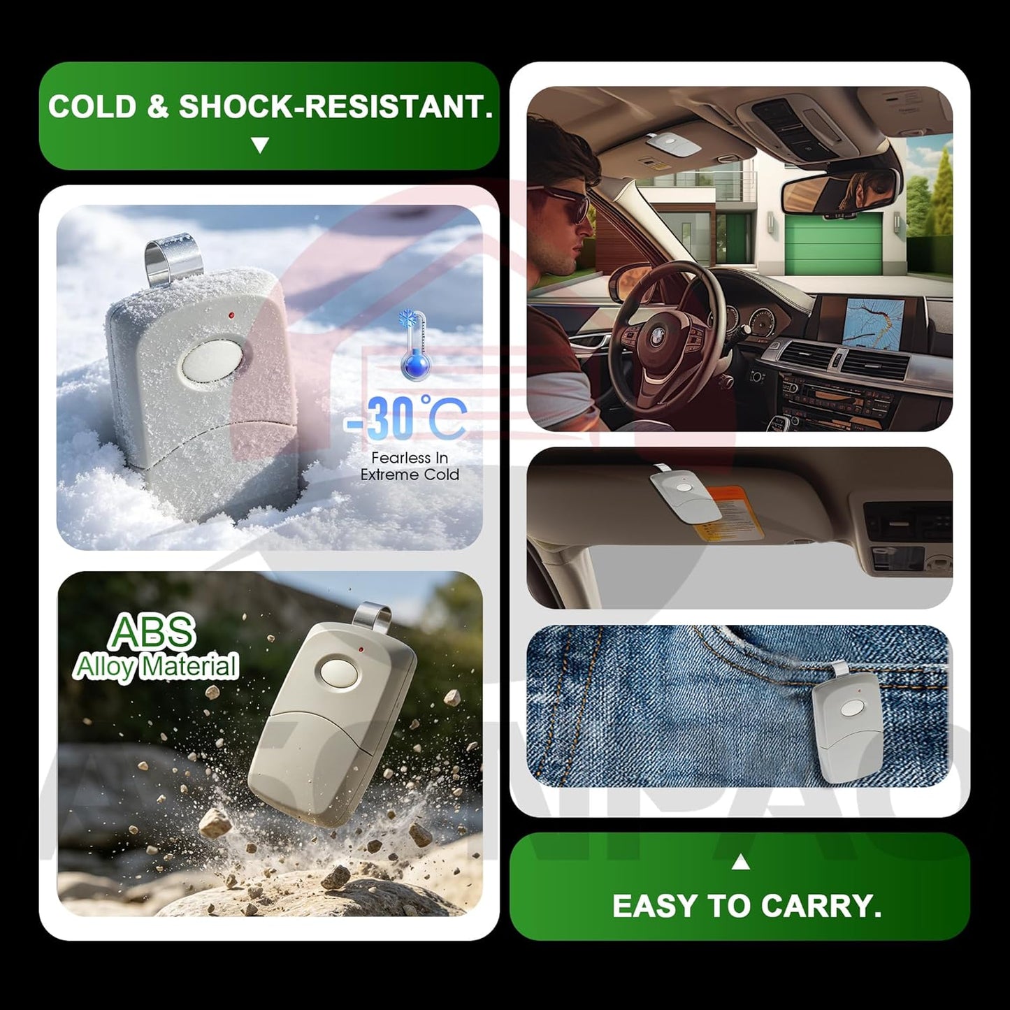 Multicode Gate Opener Remote 3-Pack – 300MHz, 164ft Range, FCC Certified, 3-Year Warranty