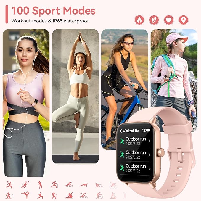 Smart Watches for Women, 1.8" HD Smart Watch (Answer/Make Call) for iPhone/Android, Alexa Bulit-in, Fitness Watch with Sleep/Health Monitor, Watches for Women with 120 Sport Mode, 3ATM Waterproof ﻿