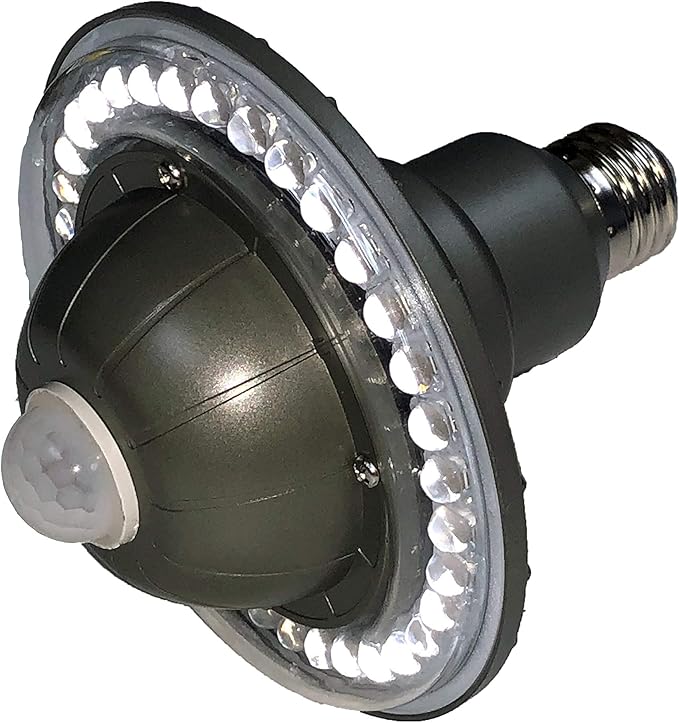 All-in-One FloodLight Outdoor PIR Motion Light with Daylight Sensor 2 Mode Power Setting Motion Sensor/Always On Ultra Bright 900 Lumen Warm White 3000K E26 Flood Light Bulb + 12V Power Out