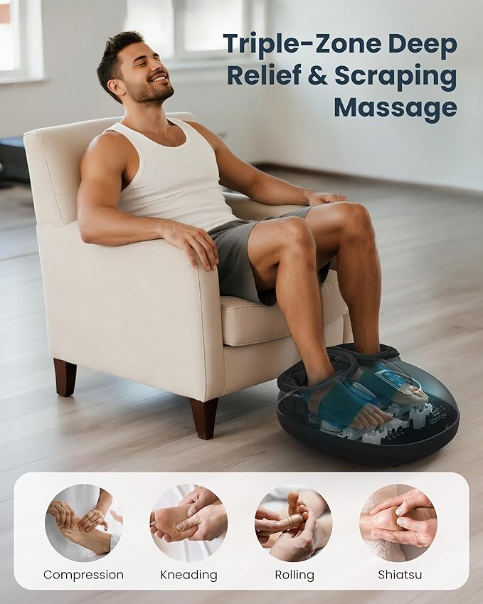 COMFIER Shiatsu Foot Massager with Heat, FSA Eligible Deep Kneading, Compression Feet Massage, Foot Massager for Delivers Pain Relief, Plantar Fasciitis, Neuropathy