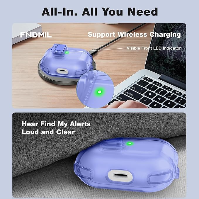Clear Case for AirPods 3 Case Cover with [Lock Safety & Pop Up][Military Shockproof] Anti-Yellow Transparent Soft TPU Wireless Charging for AirPods 3 Generation Case with Keychain,Clear Blue