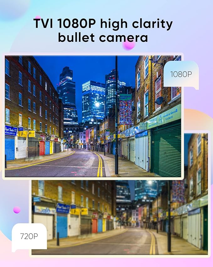 SANNCE Full Color Night Vision 1080P TVI Bullet Wired Security Camera,2 Warm Lights, IP66 Weatherproof for Indoor Outdoor Use, 100ft Clear Full Color Night Vision, Only a Camera, No Power Supply
