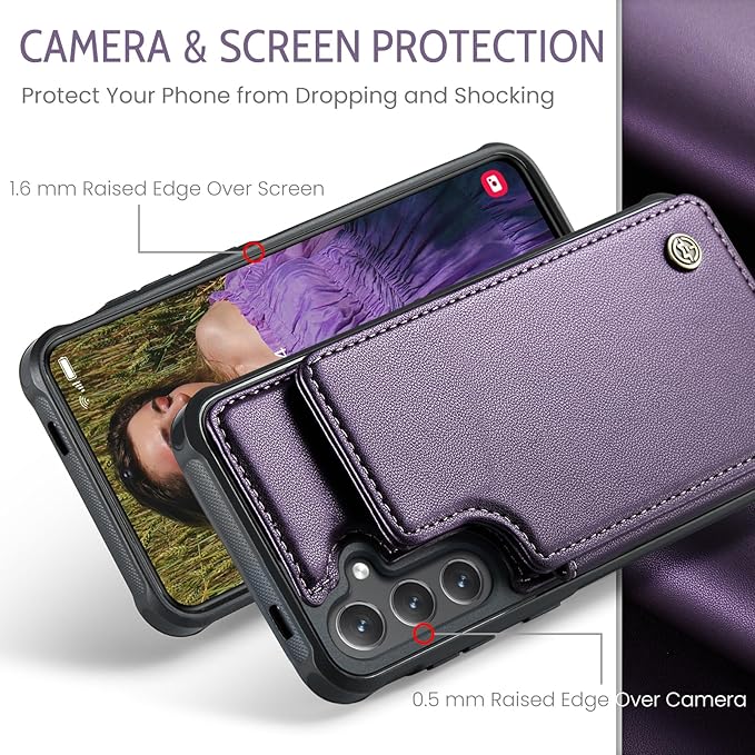 Bemal for Samsung Galaxy S24 Plus Wallet Case with Card Holder, RFID Blocking, Shockproof Leather Kickstand for Men and Women, Durable Protective Phone Cover for 6.7", Purple