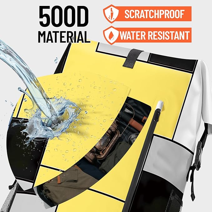 Waterproof Dry Bag Marine Dry Bags for Kayaking Hiking Yellow Black Backpack Roll-Top Closure Bag - Backpack Waterproof Phone Case 5L