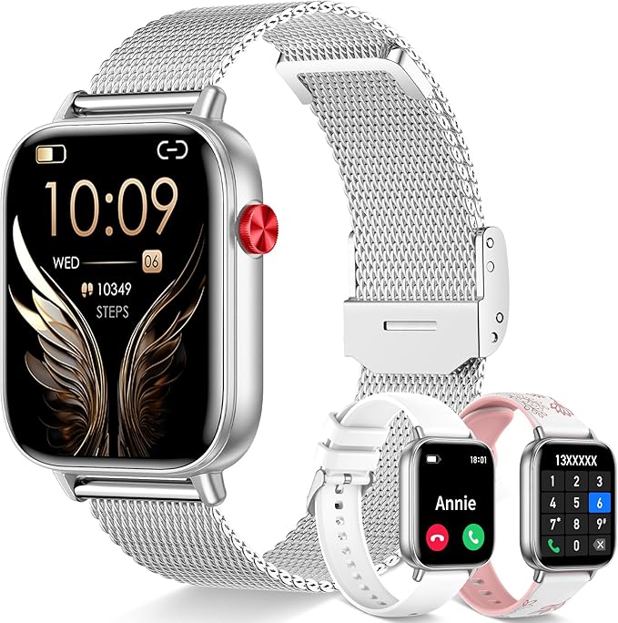 1.83" HD Smart Watches for Women, Fitness Tracker with Answer/Make Calls, Smartwatch and Activity with Heart Rate/Sleep/Monitor, Pedometer,100+ Sport Modes for Android iPhone, Silver