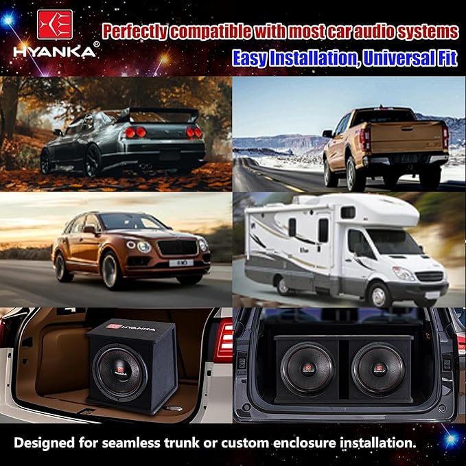 H YANKA BSF-18-4 18 Inch Subwoofer - 2500W MAX Power Car Audio Bass Speaker - 2.5" Dual Voice Coil, 4 Ohm Impedance, Aluminum Basket, Paper Cone Subwoofer for Cars