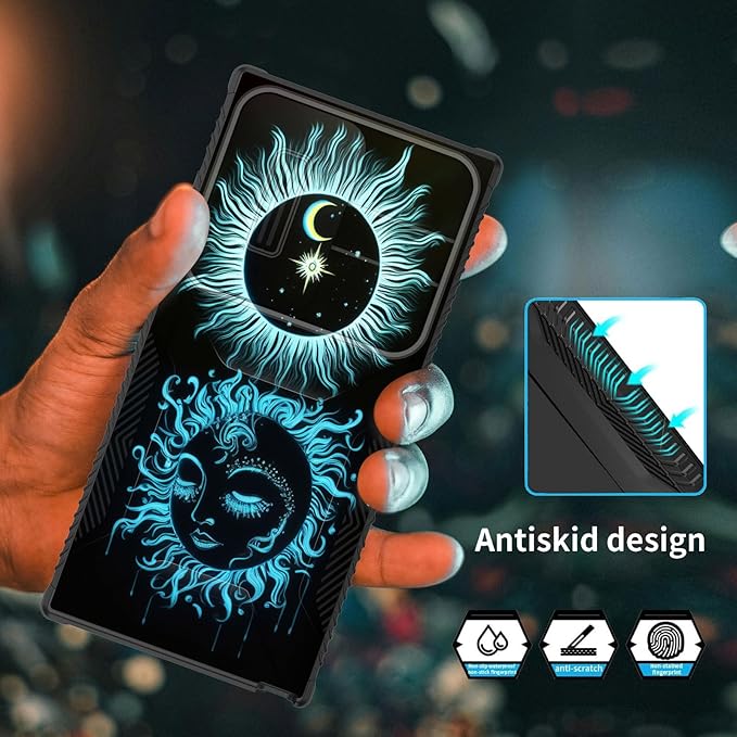 for Galaxy S26 Ultra Case Built in Slide Camera Lens Cover,Heavy Duty Shockproof Protection Dual Layer Case for Samsung Galaxy S26 Ultra 6.9" 2026,Sun Moon