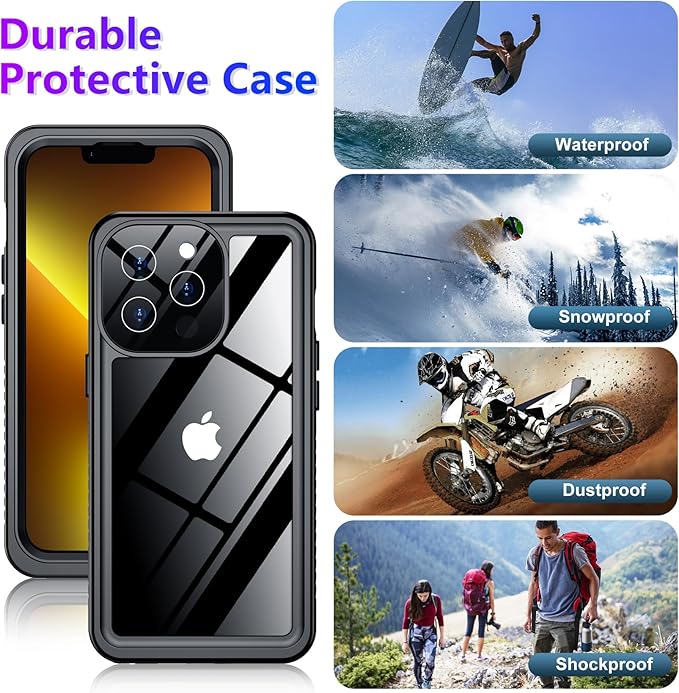 2024 New for iPhone 13 Pro Case Waterproof,[Built-in Screen Protector & Camera Protector][Full Body Shockproof][IP68 Underwater][Dustproof][Dropproof] Phone Case for iPhone 13 Pro 6.1"