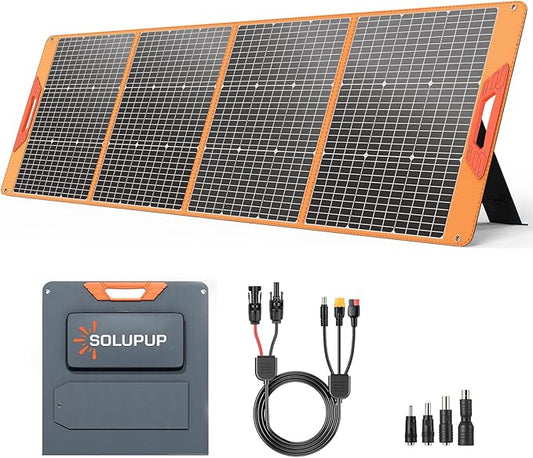 200 Watt Portable Solar Panel for Power Station, 24% High Efficiency Foldable Solar Charger with MC4 & USB Outputs, IP66 Waterproof Solar Panels with 4 Kickstands for Trip RV Camping Off Grid