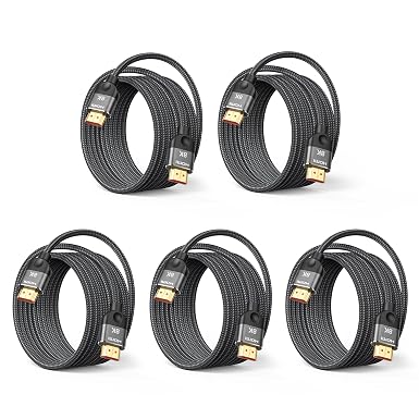 HDMI 2.1 Cable, 15FT, 5-Pack, 48Gbps, 8K@60Hz