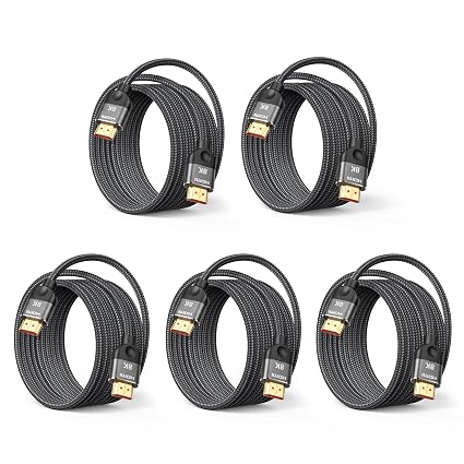 HDMI 2.1 Cable, 15FT, 5-Pack, 48Gbps, 8K@60Hz