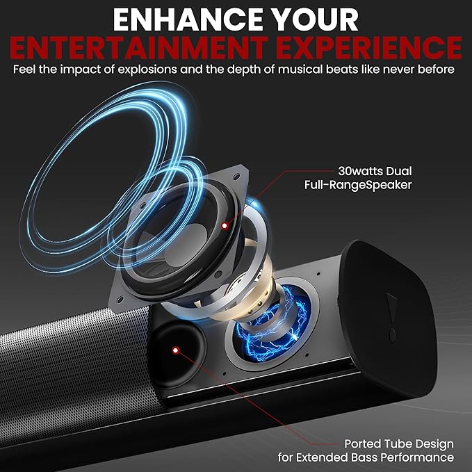 Pyle 2-Channel Tabletop Soundbar Digital Speaker System - Digital Amplifier with DSP Streaming Tabletop Stand Mount TV Digital System with AUX/Optical In/USB In/HDMI (ARC), LED Display