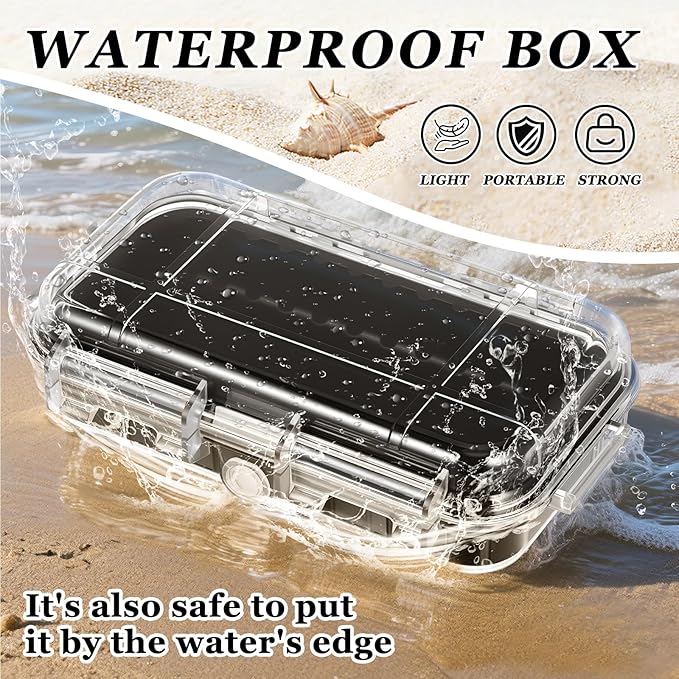 Waterproof Dry Box Clear Waterproof Storage Case with Clip Outdoor Sports Survival Equipment Shockproof Dustproof Sealed Field Box for Phone Camera Key Kayak Camping Fishing Hiking Boat