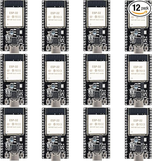 12-Pack ESP32-DevKitC-32 Development Board, Type-C, 38-Pin
