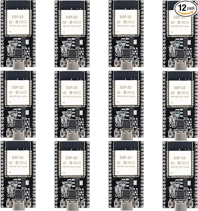 12-Pack ESP32-DevKitC-32 Development Board, Type-C, 38-Pin
