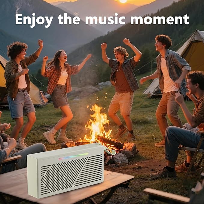 Bluetooth Speaker, Portable Wireless Bluetooth Speakers with HD Sound, IPX5 Waterproof Speaker with RGB LED Lights, Bluetooth5.3, TWS Pairing, Long Playtime, for Home/Party/Outdoor/Beach/Bathroom