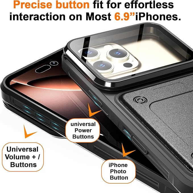 AICase Waterproof Phone Case,Universal Self-Check Function Underwater Pouch Dry Bag Beach Floating Shower Snorkeling for 16promax/16plus/15promax/15plus/14promax/14plus/13promax/12promax for 6.9"