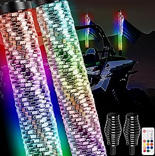 AUDEXEN New Upgraded 3FT RGB Whip Lights with Anti-Fracture Spring Base, Spiral Led Whip Light with App and Remote Control for Jeep UTV ATV Off-Road RZR Polaris Truck Car 4X4 Sand Buggy Dune (2 Pack) - Image 1