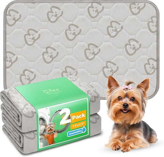 FXW Washable Pee Pads for Dogs, Puppy Pads with Super Absorbent, Specifically Designed for 18inch Cages, 11" x 17" Rectangle, Khaki, 2 Packs