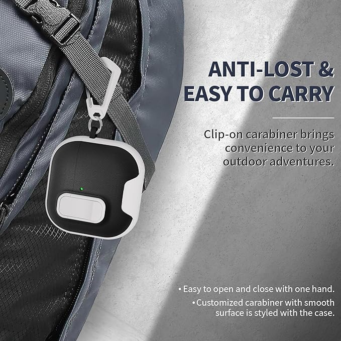for AirPods 4 Case with Lock,TPU Leather Texture Protective Durability Anti-Lost & Shockproof Protective Cover Accessories with Cleaning Kit in Keychain for Apple AirPods 4 Generation (White/Black)