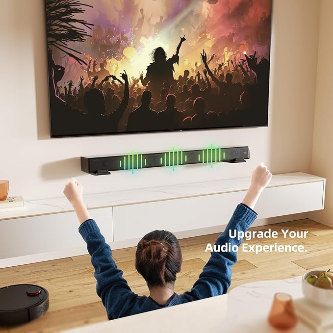 ELETIUO Soundbar Wall Mount Bracket for Samsung, LG, Sony, JBL, Vizio, Sonos and More, Depth Adjustable 3.5”-6.1”, Soundbar Shelf Under TV, Black