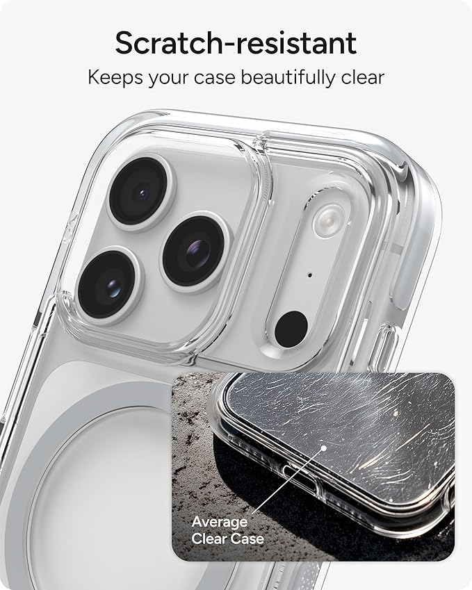 ZAGG Santa Cruz Snap Case with Kickstand for iPhone 17 Pro - Silver, Drop Protection (13ft/4m), MagSafe Charging Compatible, ClearGuard Anti-Yellowing Technology, Scratch Resistant Phone Case