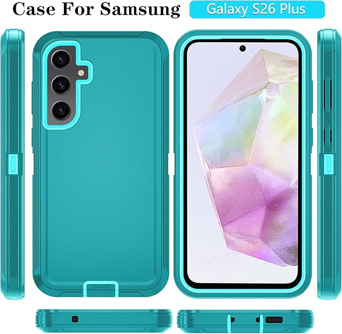 ONOLA Compatible with Samsung Galaxy S26+ / S26 Plus Case with HD Screen Protector [Not fit S26 / S26 Ultra], 3 in 1 Heavy Duty Phone Case for Galaxy S26 Plus 6.7",LakeSkyBlue