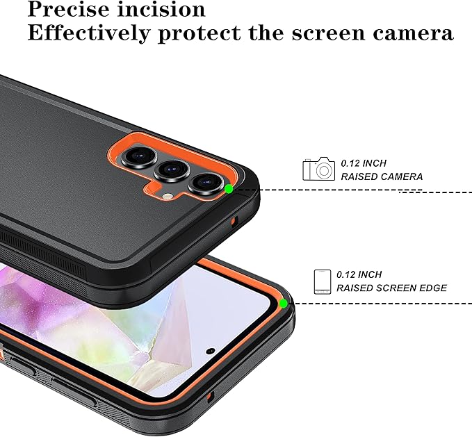 ONOLA Compatible with Samsung Galaxy S26 Case with HD Screen Protector, Heavy Duty Shockproof & Dropproof 3-Layer Cover Phone Case for Galaxy S26 6.3''，BlackOrange