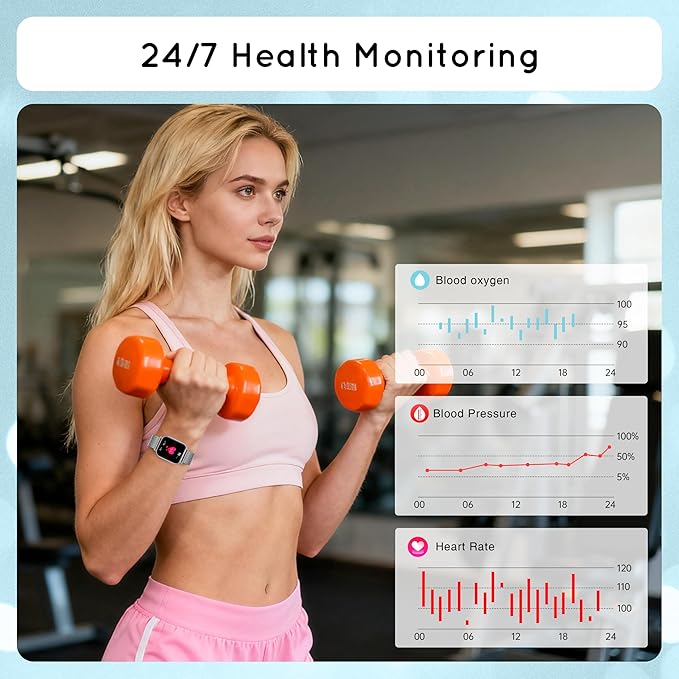 Smart Watch for Women Men (Answer/Make Calls) 1.83" HD 3 Bands Smartwatch Compatible Android iPhone Phones with Fitness Step Tracker/Heart Rate/Sleep Monitor, 120+ Sports Modes IP68 Waterproof, Silver