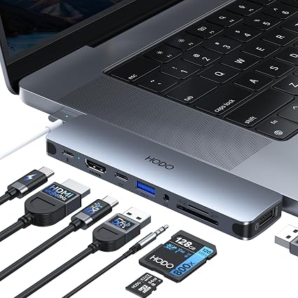 USB C Hub HDMI USB Adapter for MacBook Pro Air M3 M2 M1 2025-2018 13 14 16", MacBook Adapter Multiport 8 in 2 Mac USB C Hub with HDMI, Thunderbolt 3, 10G USB C&A Data Ports, SD TF Card Reader, Audio