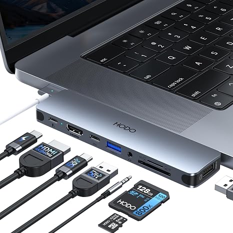 USB C Hub HDMI USB Adapter for MacBook Pro Air M3 M2 M1 2025-2018 13 14 16", MacBook Adapter Multiport 8 in 2 Mac USB C Hub with HDMI, Thunderbolt 3, 10G USB C&A Data Ports, SD TF Card Reader, Audio