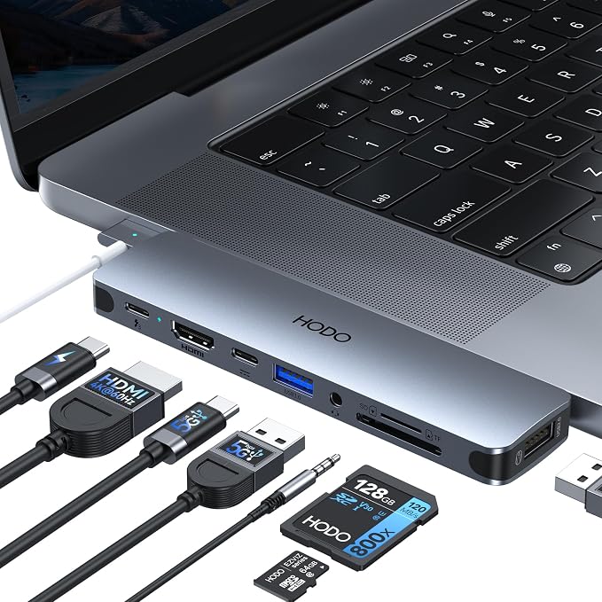 USB C Hub HDMI USB Adapter for MacBook Pro Air M3 M2 M1 2025-2018 13 14 16", MacBook Adapter Multiport 8 in 2 Mac USB C Hub with HDMI, Thunderbolt 3, 10G USB C&A Data Ports, SD TF Card Reader, Audio