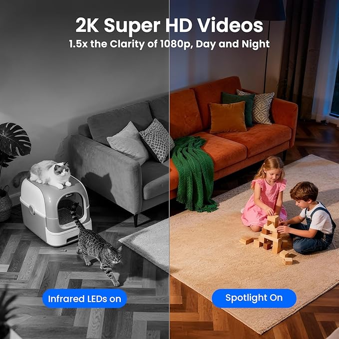 xmartO Indoor Wireless Camera for Home Security, 2K HD Dome Security Camera with 5G Dual Band WiFi 6, 2-Way Audio, SD Card Slot, IR and Color Night Vision, 24/7 Surveillance Camera, No Monthly Fee