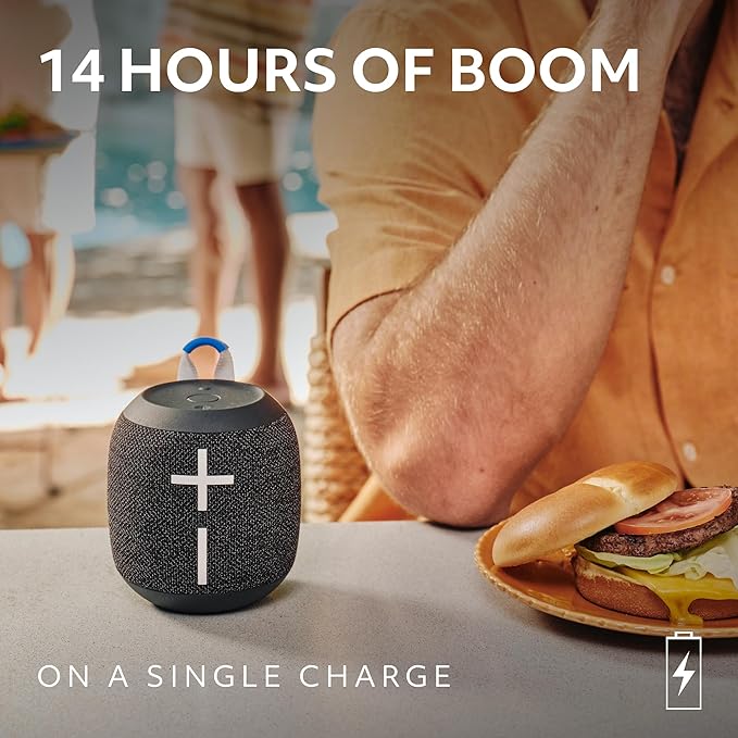 Ultimate Ears WONDERBOOM 4 Portable Waterproof Bluetooth Speaker with Big Bass and 360-Degree Sound, Dustproof Floating Speaker with 131ft (40m) Range- Black
